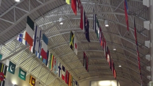 Am I the only one who has the Olympic Theme playing in their head while looking up at the flags in the Students First building?